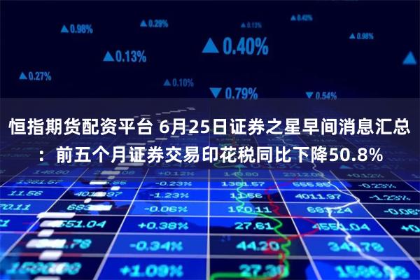 恒指期货配资平台 6月25日证券之星早间消息汇总：前五个月证券交易印花税同比下降50.8%